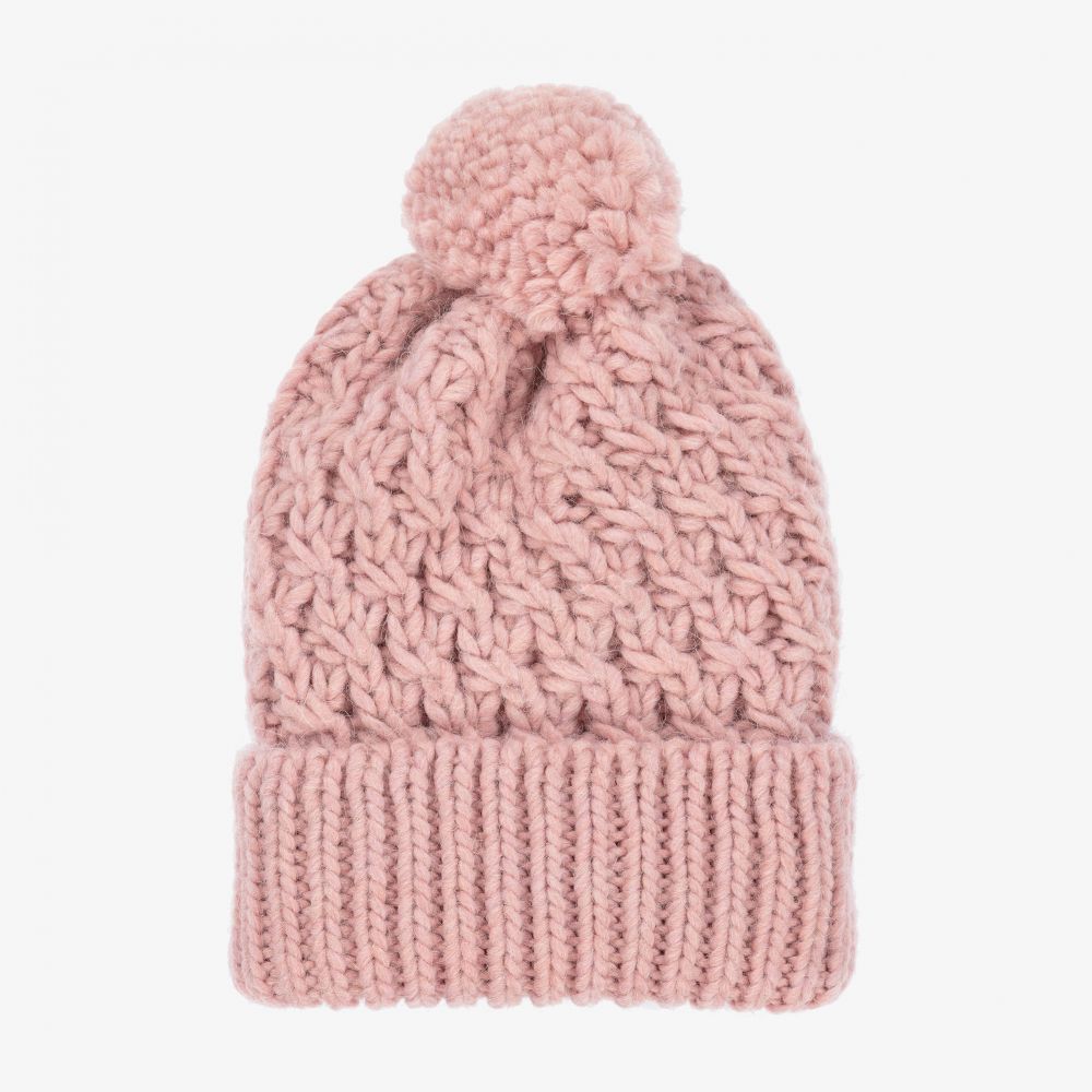 Mayoral - Pink Knitted Pom-Pom Hat | Childrensalon