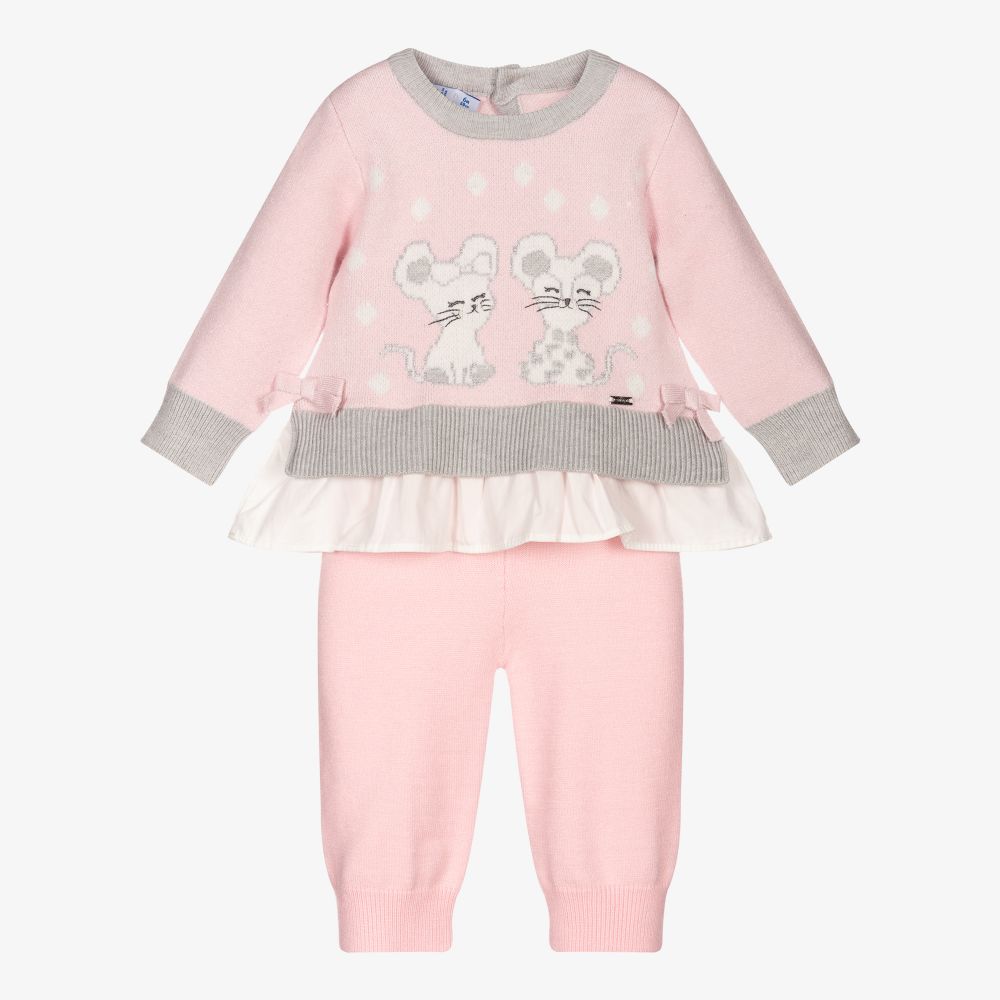Mayoral - Pink Knitted Trouser Set | Childrensalon