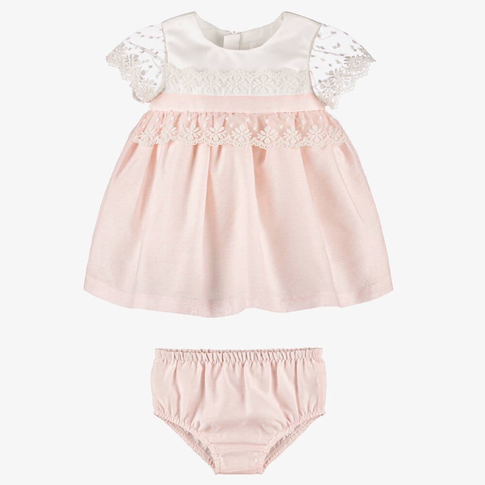 Mayoral Для новорожденных-Pink Lace Ceremony Dress | Childrensalon Outlet