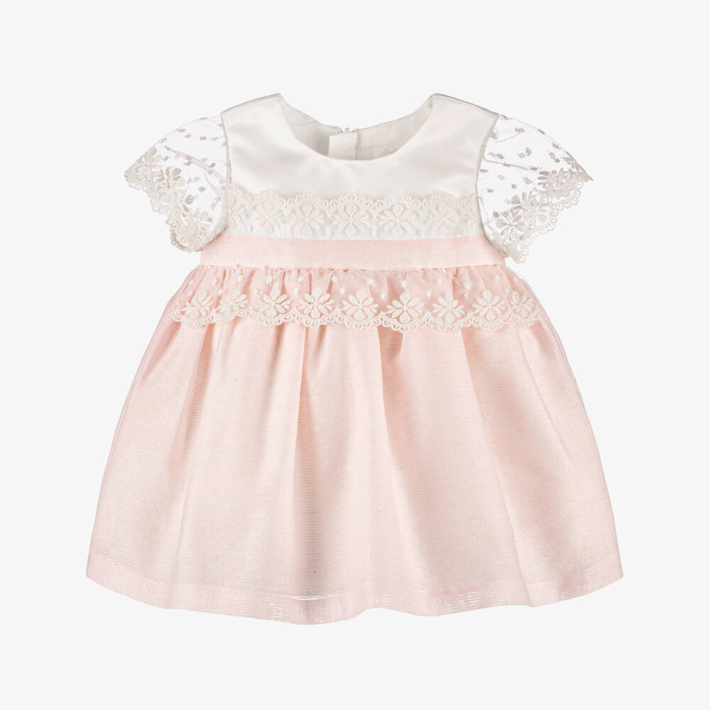 Mayoral Для новорожденных-Pink Lace Ceremony Dress | Childrensalon Outlet