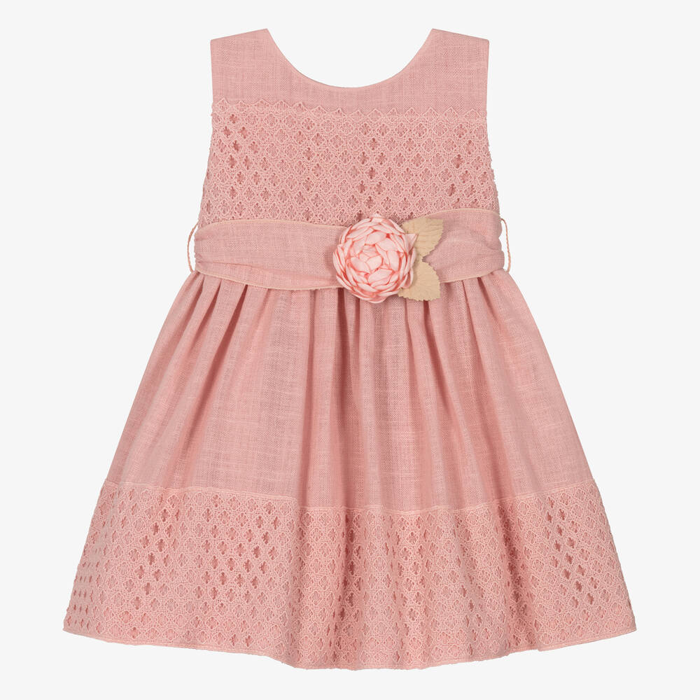 Mayoral - Pink Lace Cotton Sleeveless Dress | Childrensalon