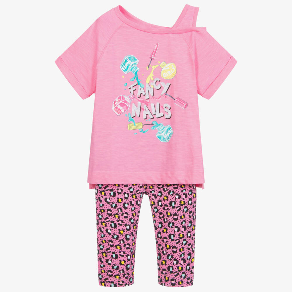 Mayoral-طقم ليغنغز قصير وتوب قطن جيرسي لون زهري | Childrensalon Outlet