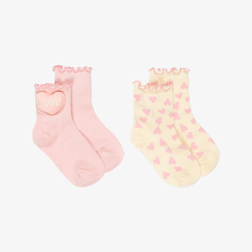Mayoral-Pink Love 2 Pack Socks | Childrensalon Outlet