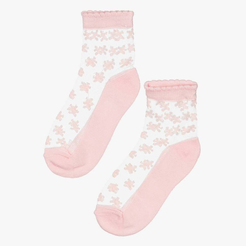 Mayoral-Pink Mesh Flower Socks | Childrensalon Outlet