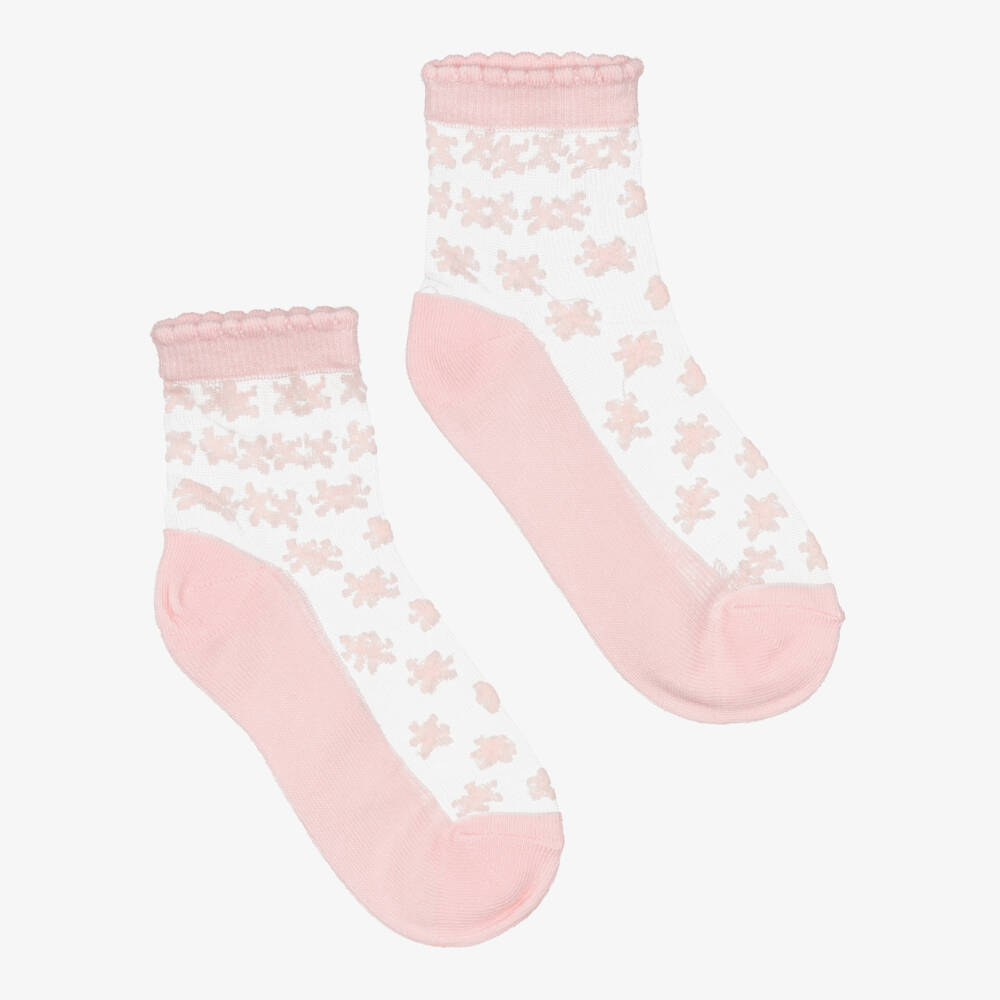 Mayoral-Pink Mesh Flower Socks | Childrensalon Outlet