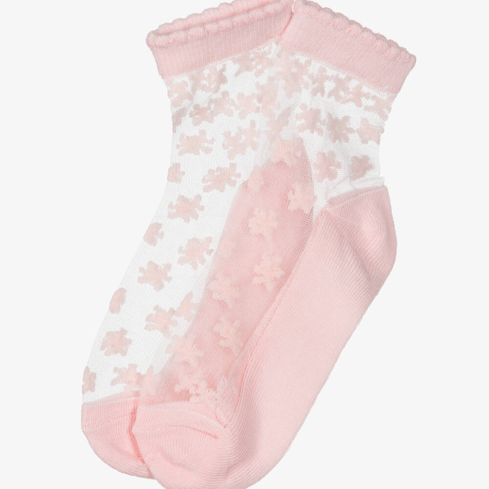 Mayoral-Pink Mesh Flower Socks | Childrensalon Outlet