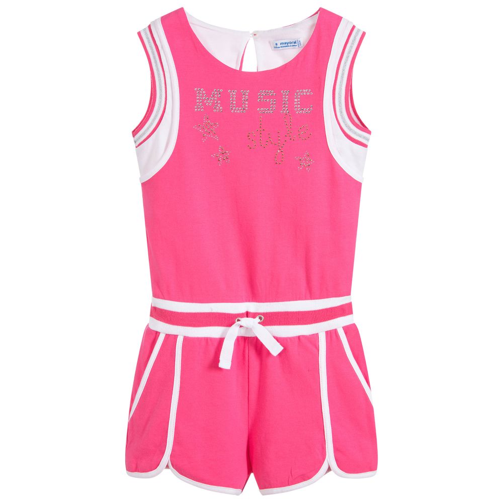 Mayoral - Pink Music Logo Playsuit | Childrensalon