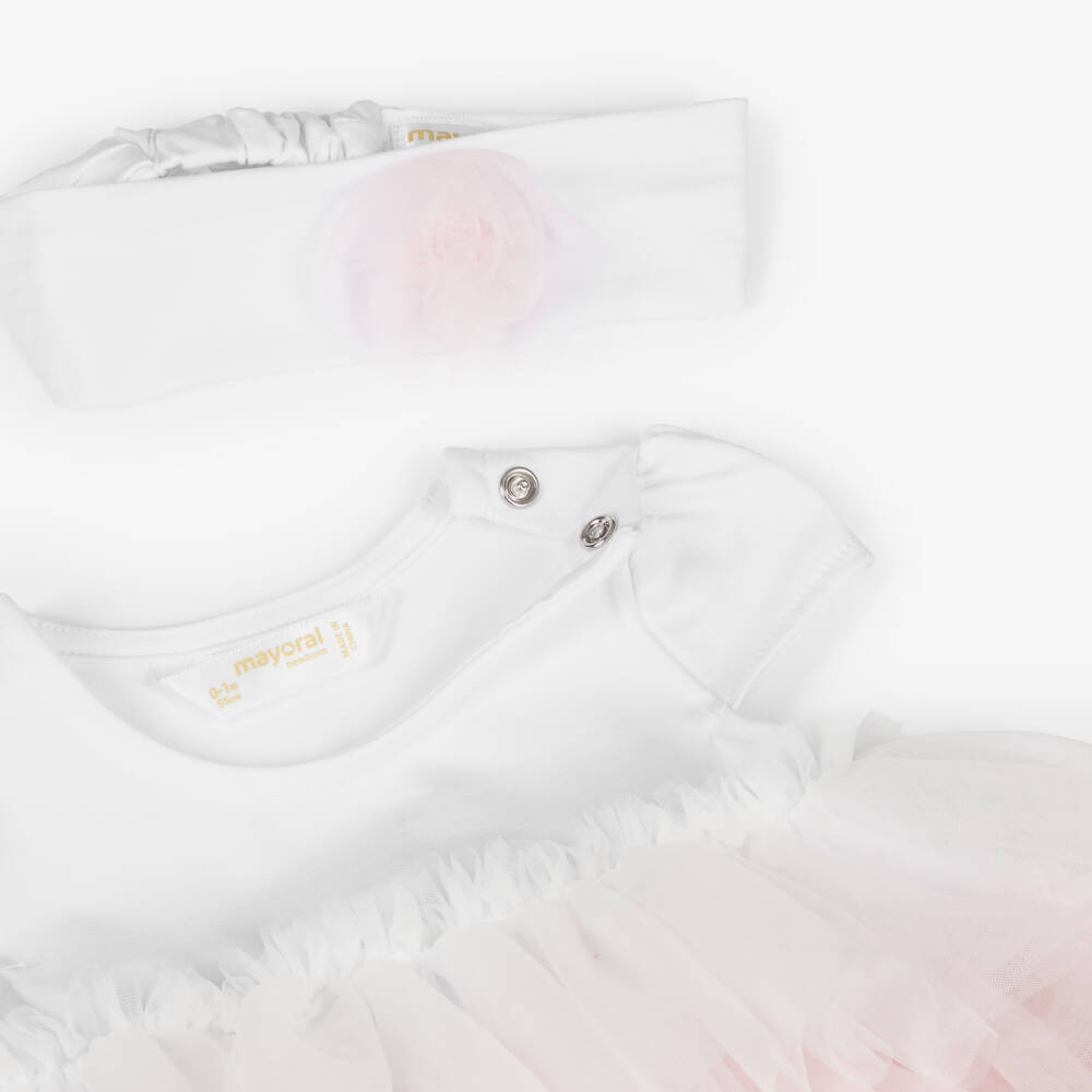 Mayoral Newborn-Pink Ombre Tulle Dress Set | Childrensalon Outlet