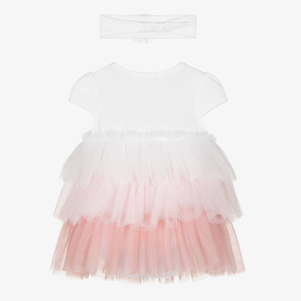Mayoral Newborn-Pink Ombre Tulle Dress Set | Childrensalon Outlet