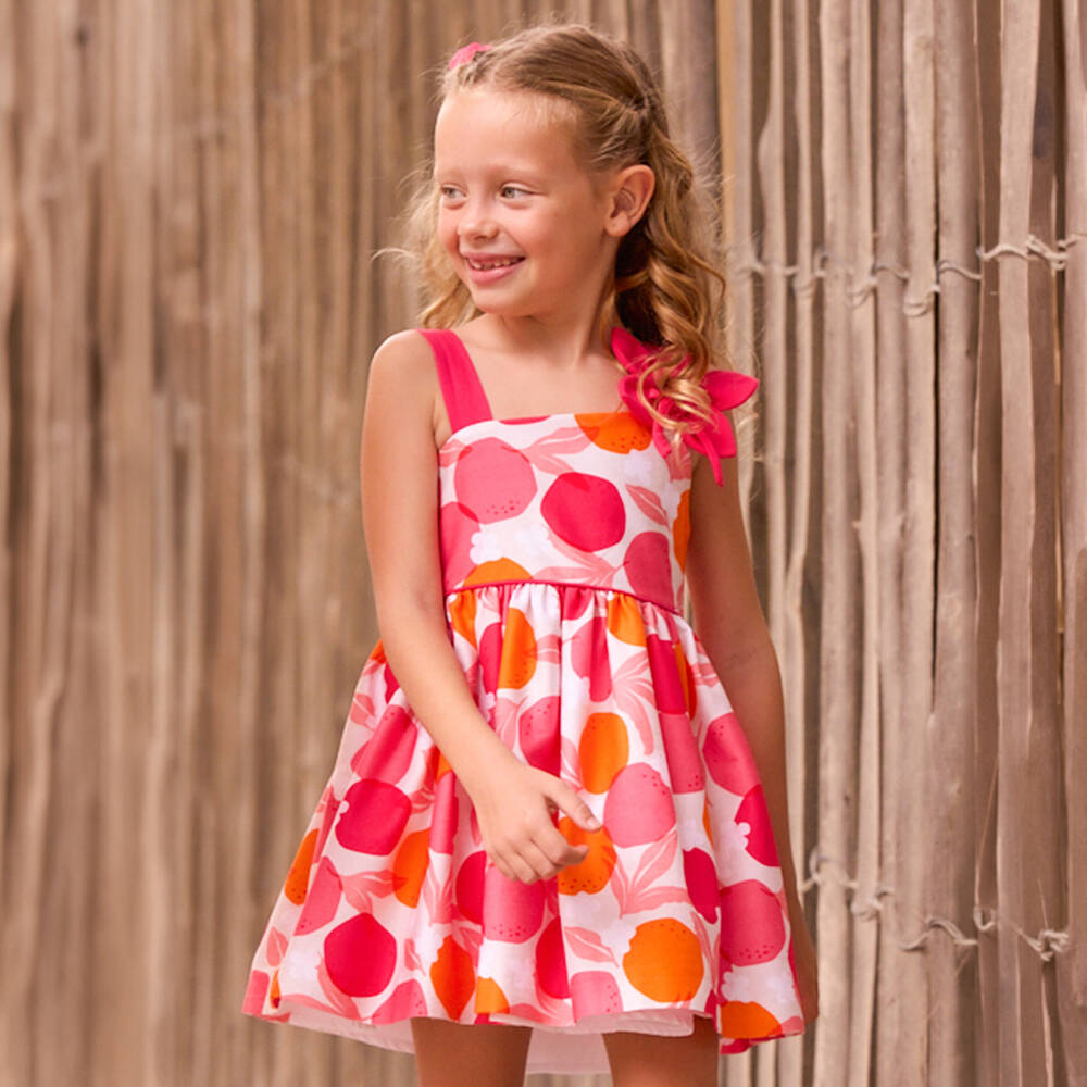 Mayoral-Pink & Orange Floral Dress | Childrensalon Outlet