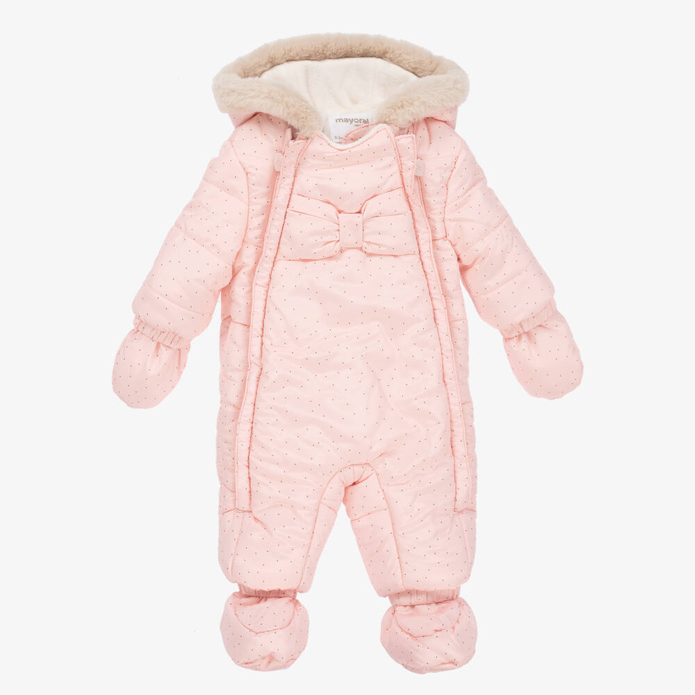 Mayoral Newborn - Розовый утепленный зимний комбинезон для малышей | Childrensalon