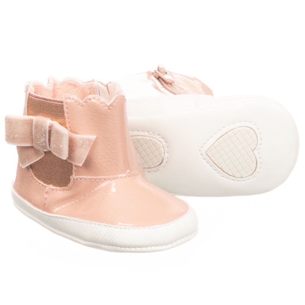 Mayoral Newborn - Pink Patent Pre-Walker Boots | Childrensalon