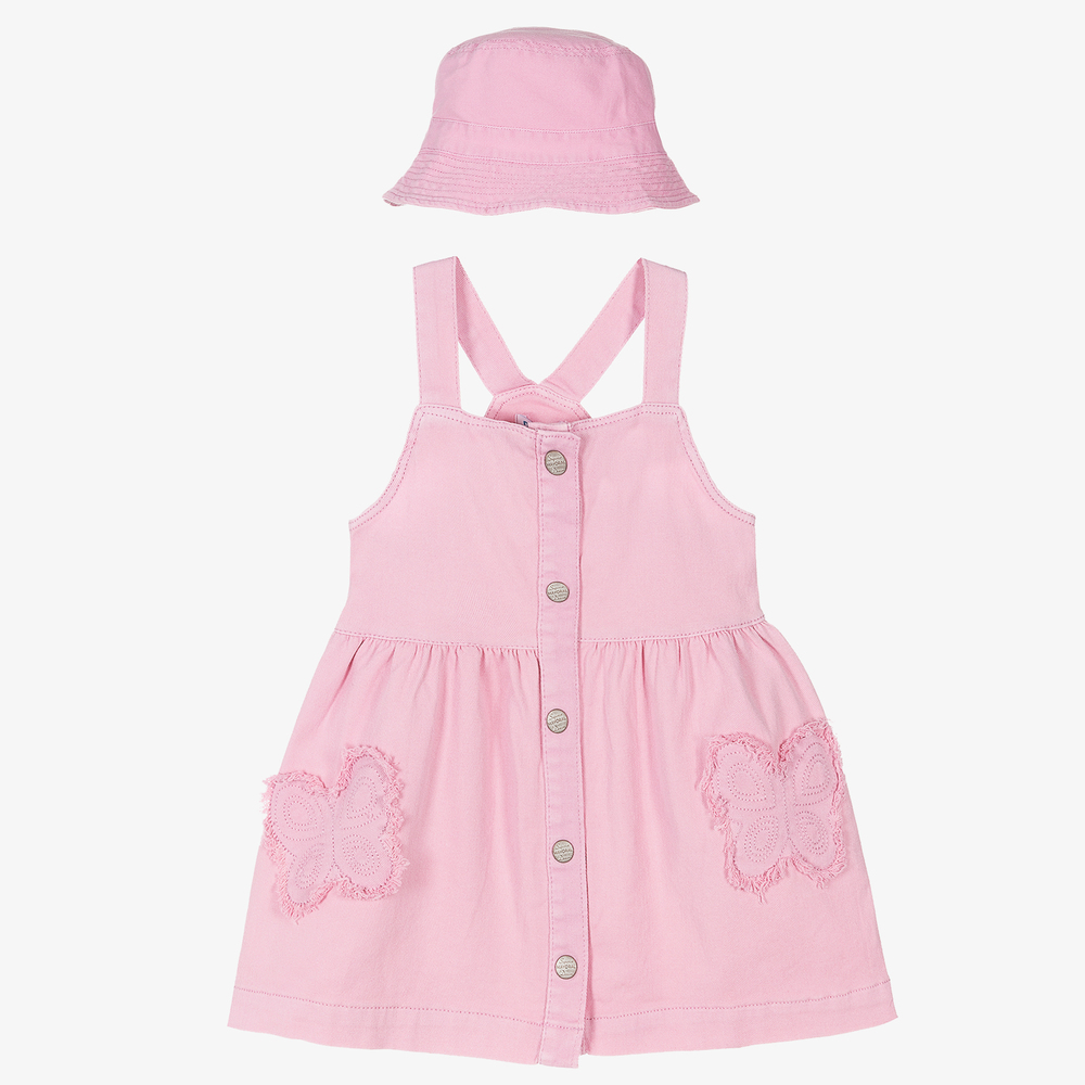 Mayoral-Pink Pinafore Dress & Hat Set | Childrensalon Outlet