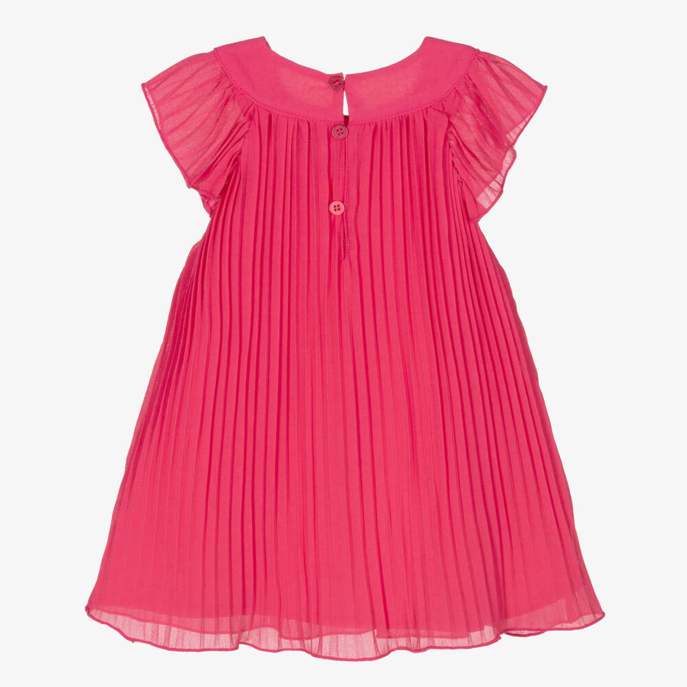 Mayoral-Pink Pleated Flowers Ss Dress | Childrensalon Outlet