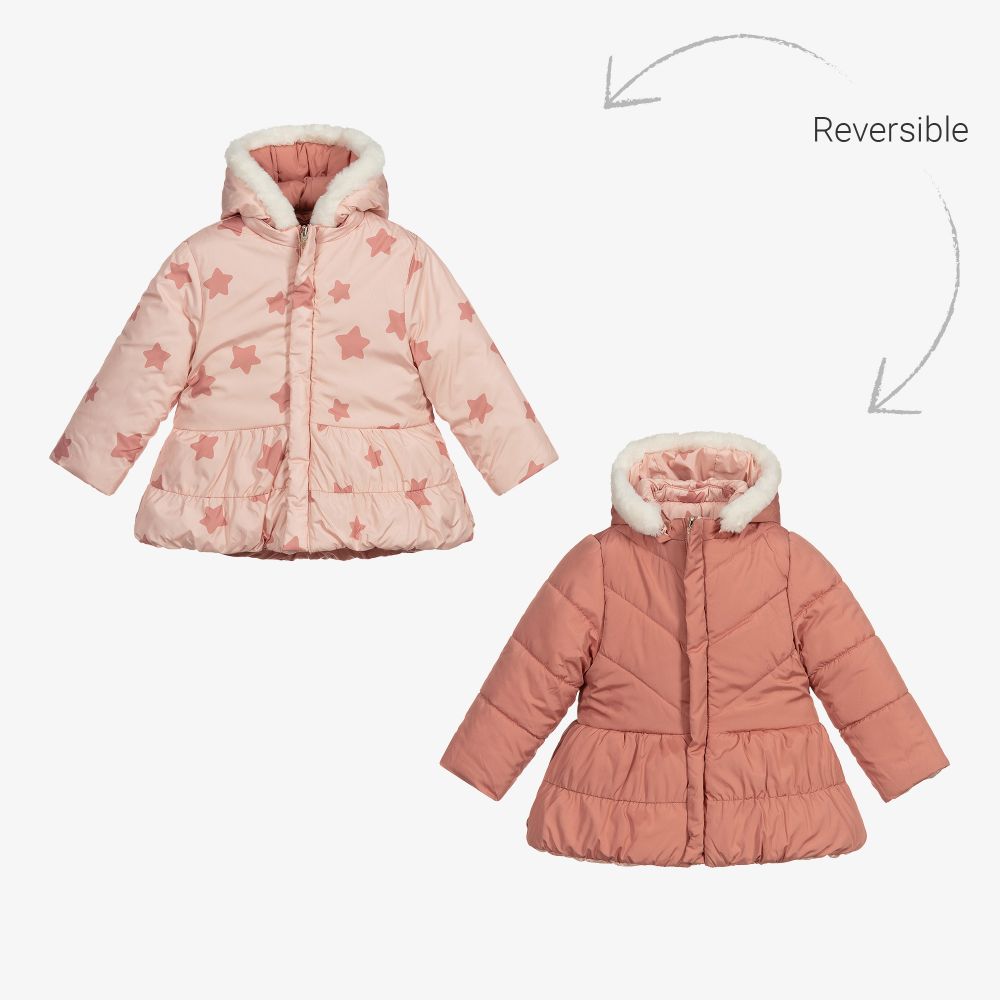 Mayoral Newborn - Pink Reversible Stars Coat | Childrensalon