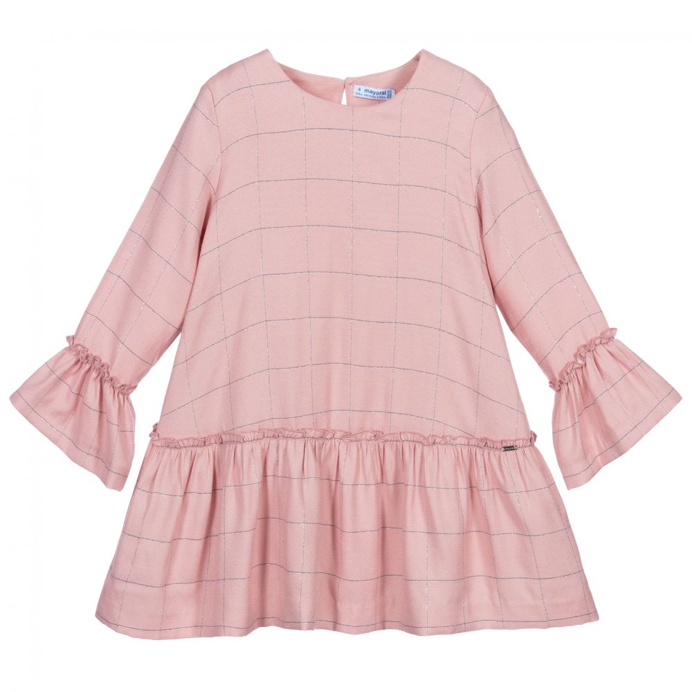 Mayoral - Pink & Silver Check Dress | Childrensalon