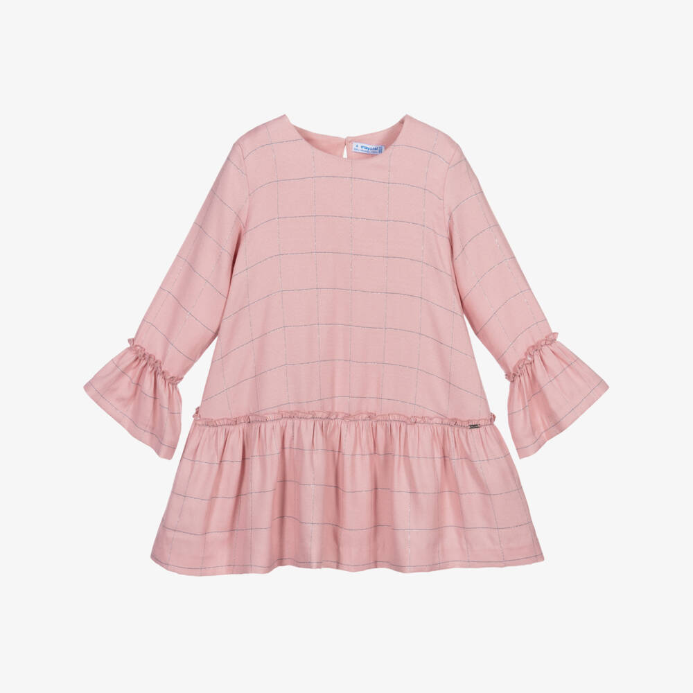 Mayoral-Pink & Silver Check Dress | Childrensalon Outlet