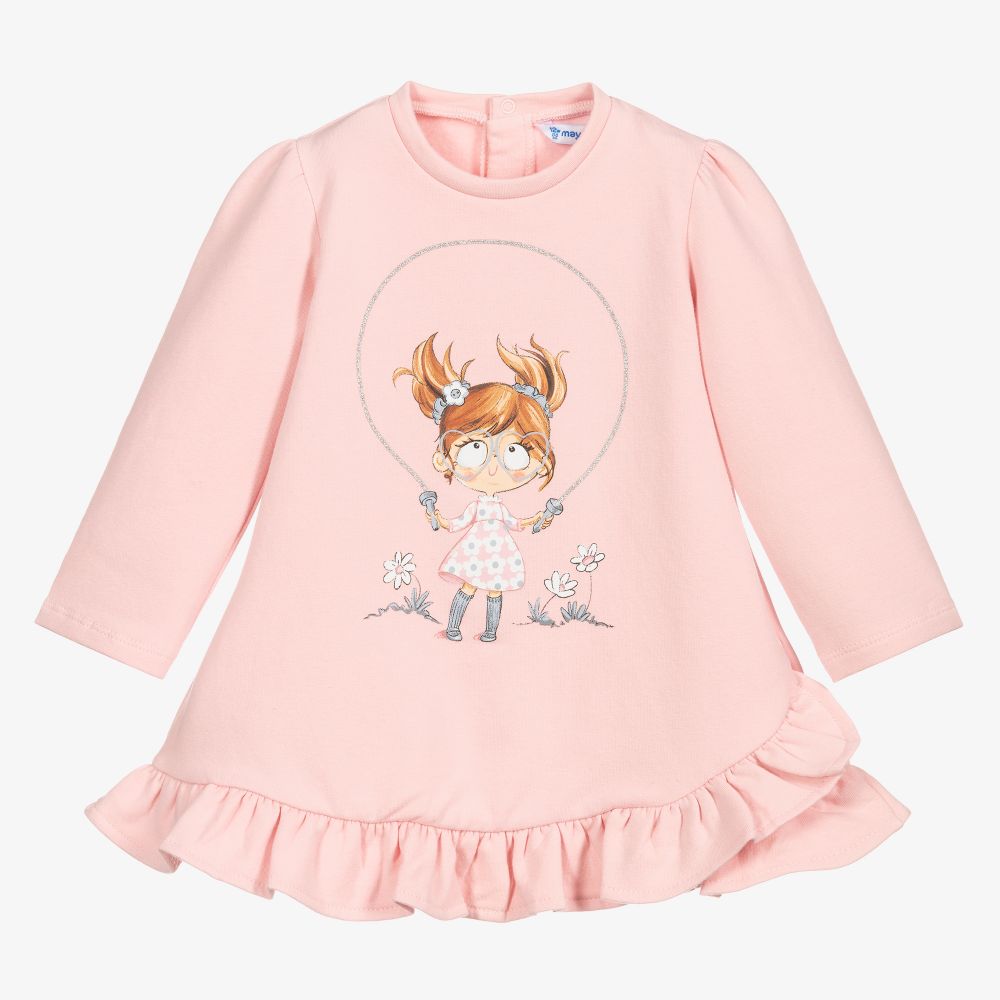 Mayoral - Rosa Kleid mit Mädchen-Print | Childrensalon