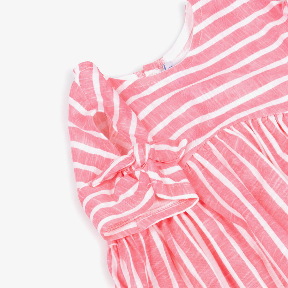 Mayoral-Pink Straped Ss Dress & Strawberry Bag Set | Childrensalon Outlet