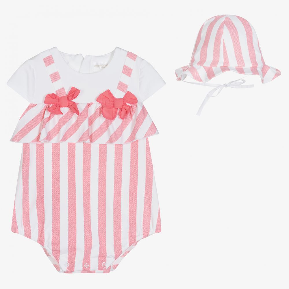 Mayoral Newborn - Pink Stripe Shortie Set  | Childrensalon