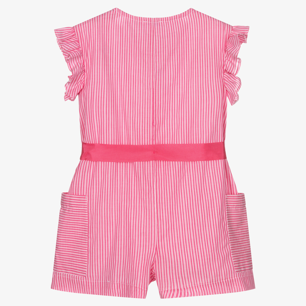Mayoral-Pink Striped Cotton Playsuit | Childrensalon Outlet
