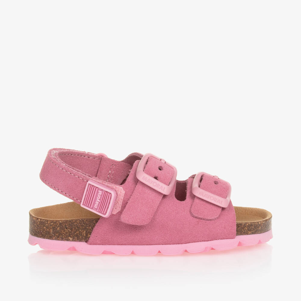 Mayoral-Pink Suede Leather Baby Sandals | Childrensalon Outlet