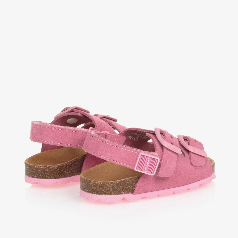 Mayoral-Pink Suede Leather Baby Sandals | Childrensalon Outlet