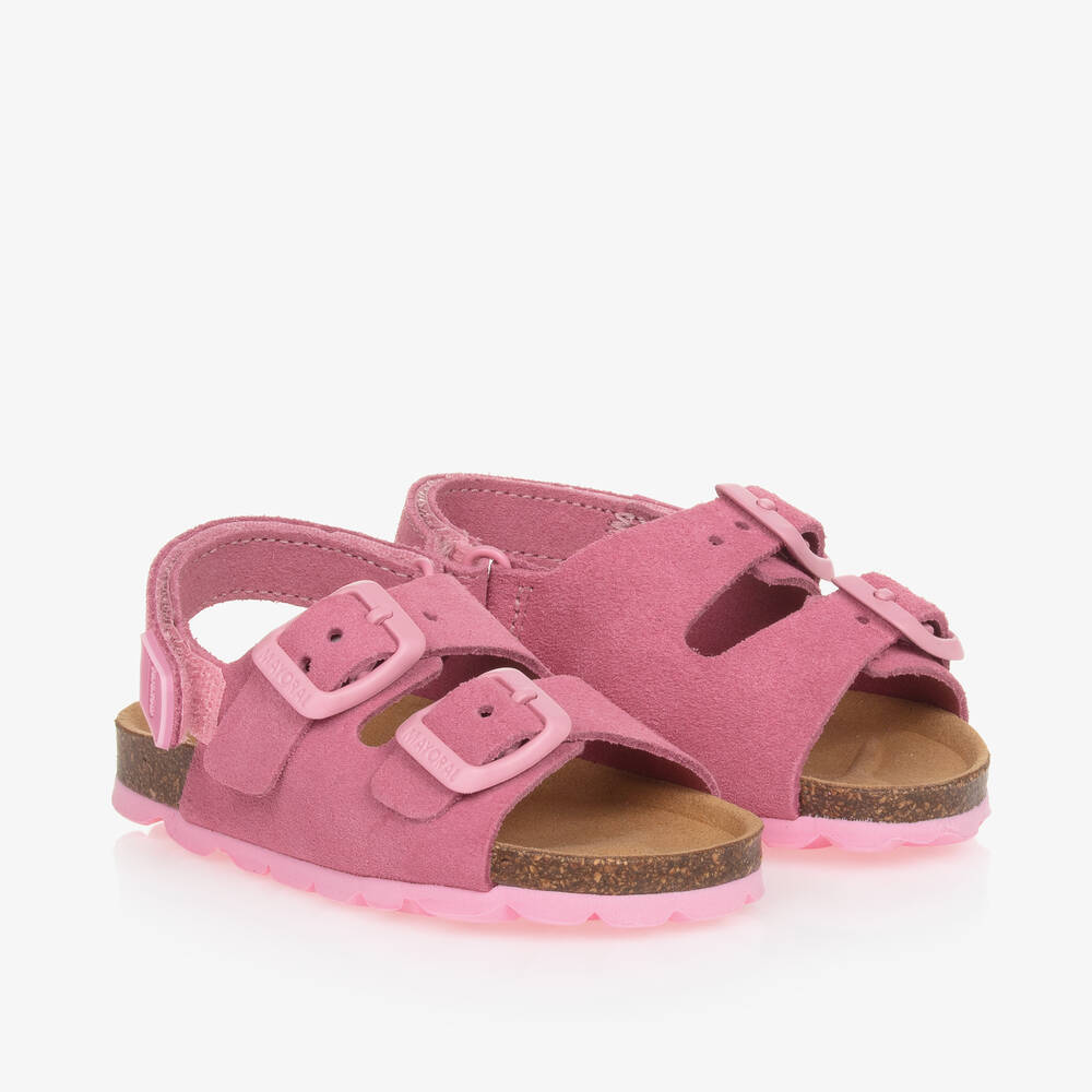 Mayoral-Pink Suede Leather Baby Sandals | Childrensalon Outlet