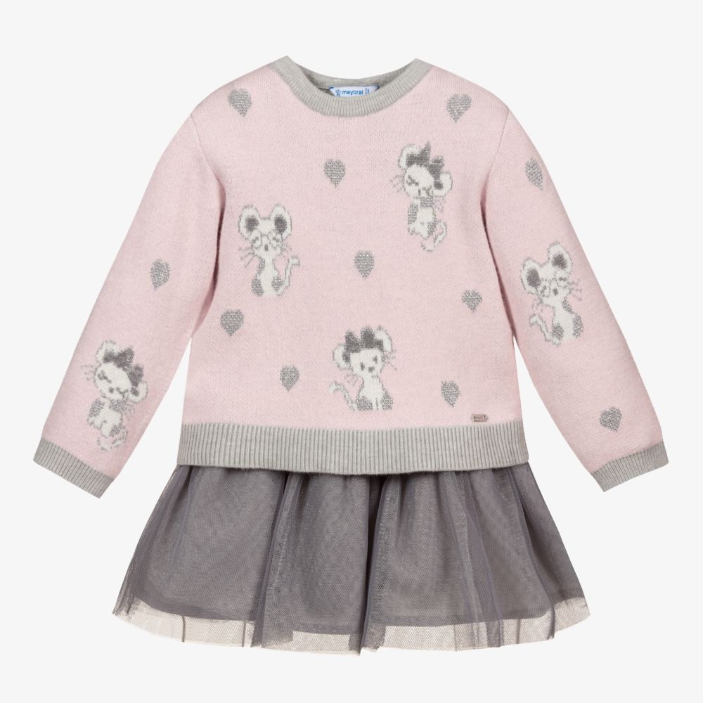 Mayoral - Kleid-Set mit rosa Pullover | Childrensalon