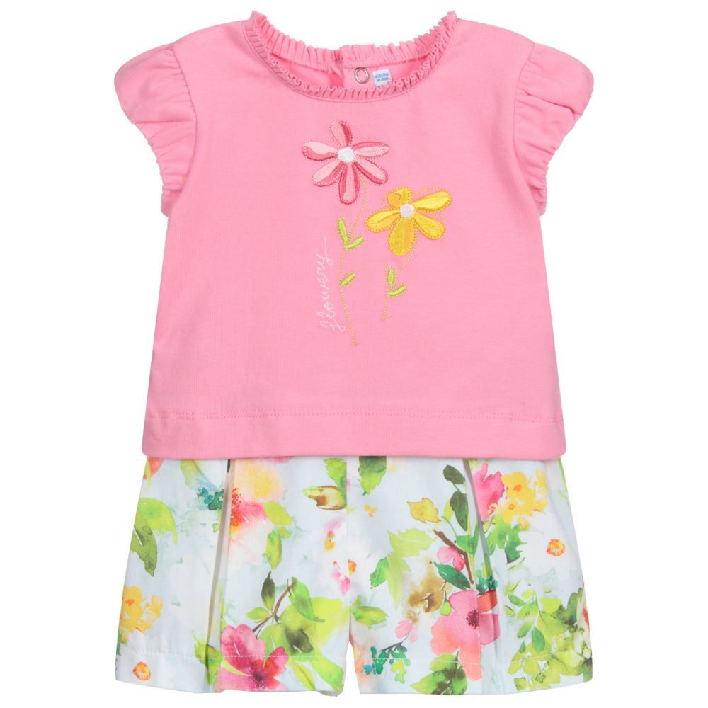 Mayoral - Shorts-Outfit in Rosa und Grün | Childrensalon