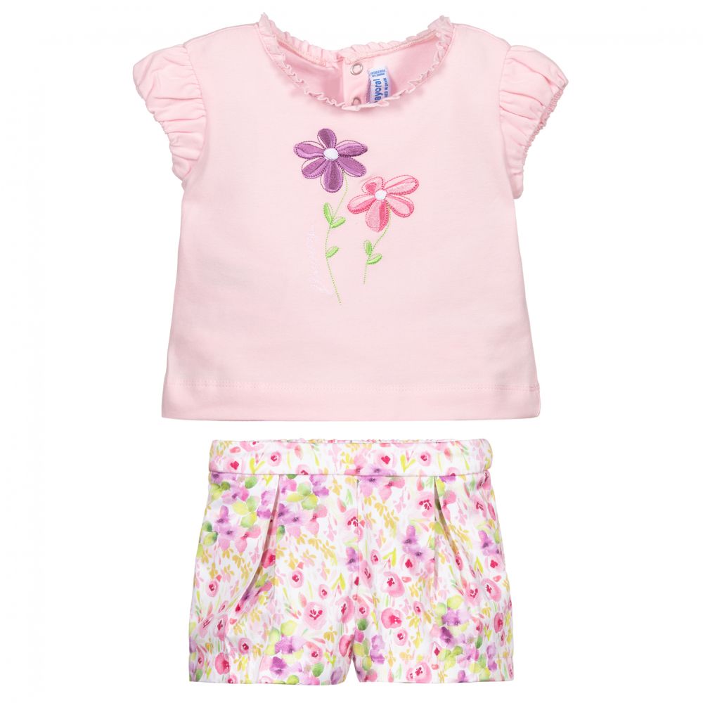 Mayoral-Футболка и шорты розового цвета | Childrensalon Outlet