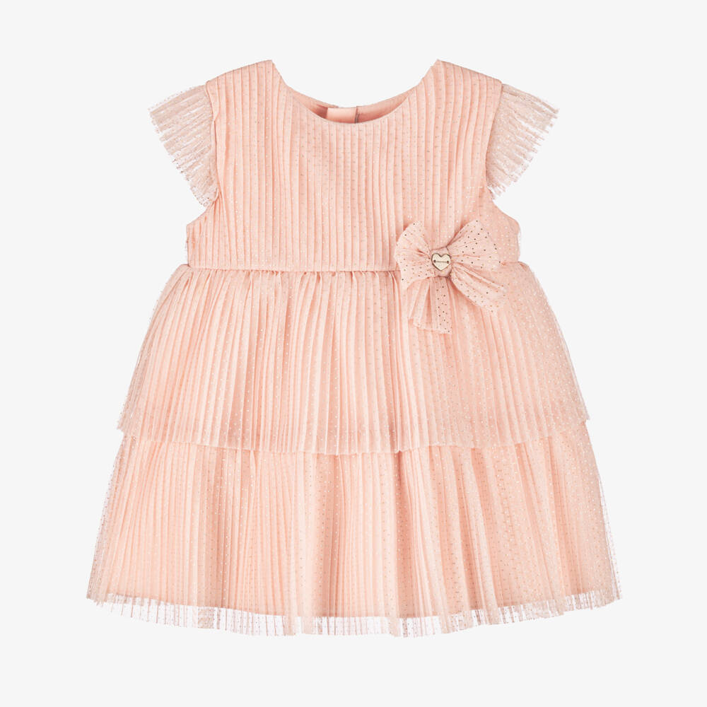 Mayoral-Pink Tulle Bow Ss Dress | Childrensalon Outlet