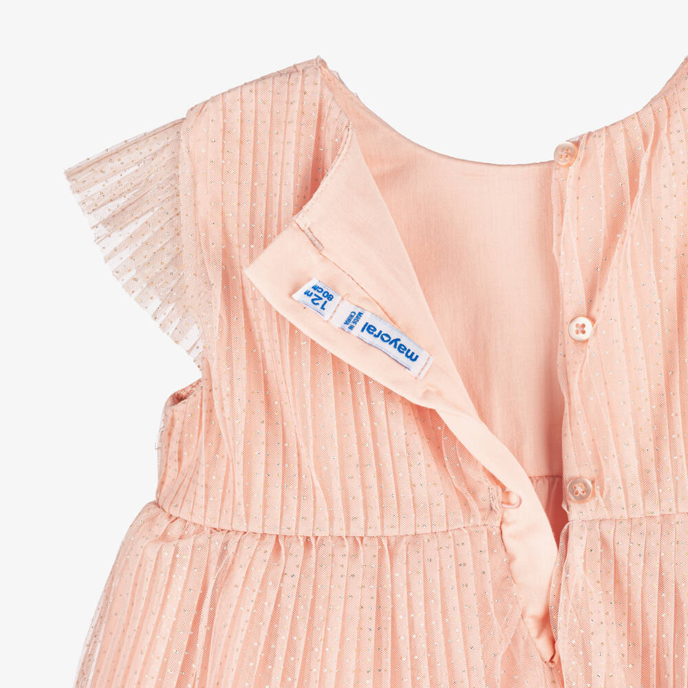 Mayoral-Pink Tulle Bow Ss Dress | Childrensalon Outlet