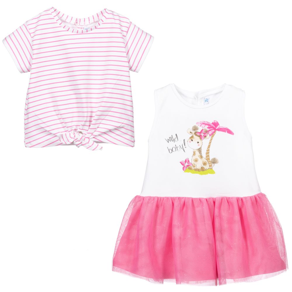 Mayoral-Pink Tulle Dress Set | Childrensalon Outlet