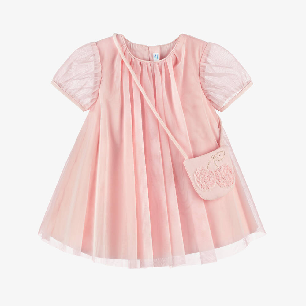 Mayoral-Pink Tulle Ss Dress & Handbag Set | Childrensalon Outlet