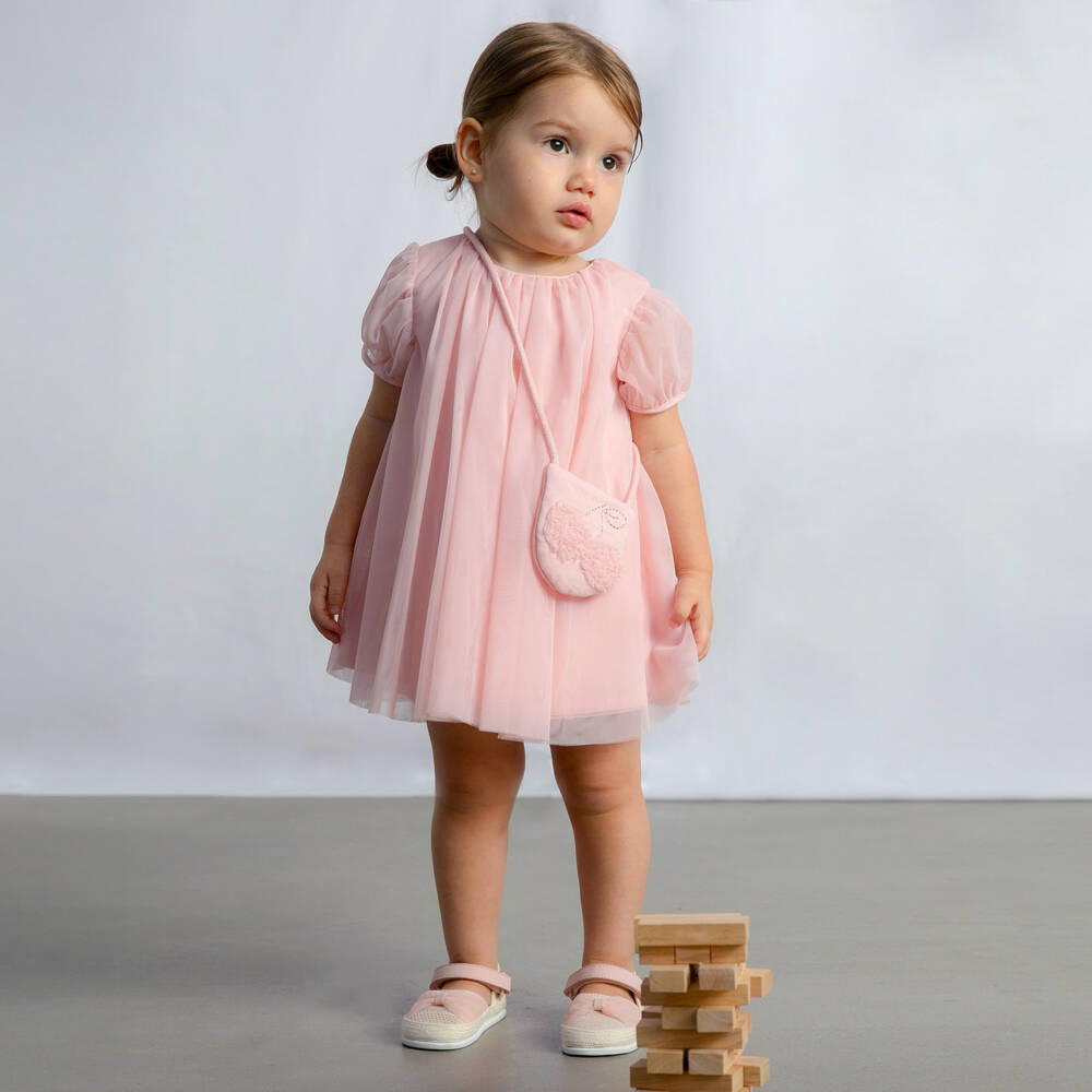 Mayoral-Pink Tulle Ss Dress & Handbag Set | Childrensalon Outlet