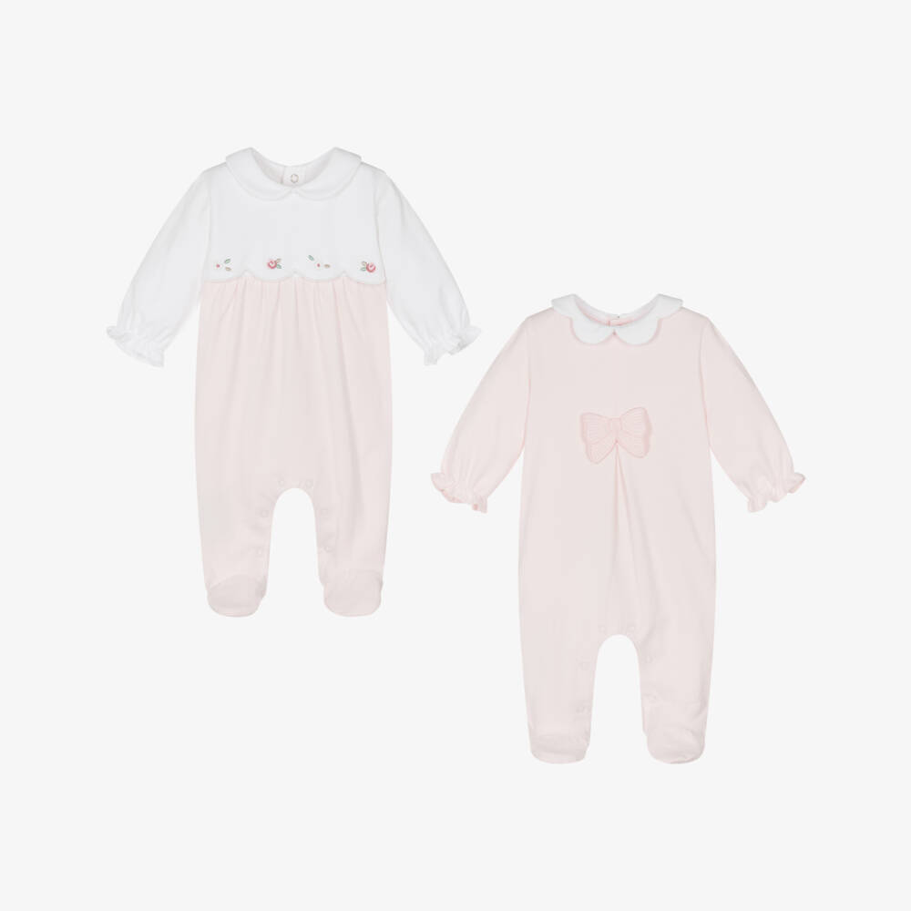 Mayoral Newborn-Pink Twin Pack Cotton Babysuits | Childrensalon Outlet