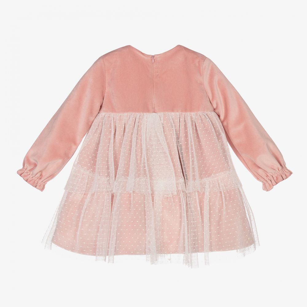 Mayoral Newborn-Pink Velvet & Tulle Dress | Childrensalon Outlet