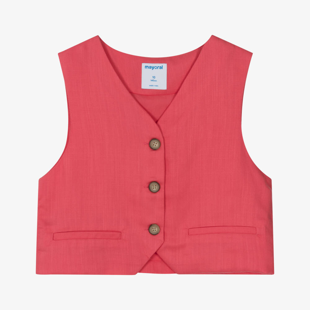 Mayoral-Pink Waistcoat | Childrensalon Outlet