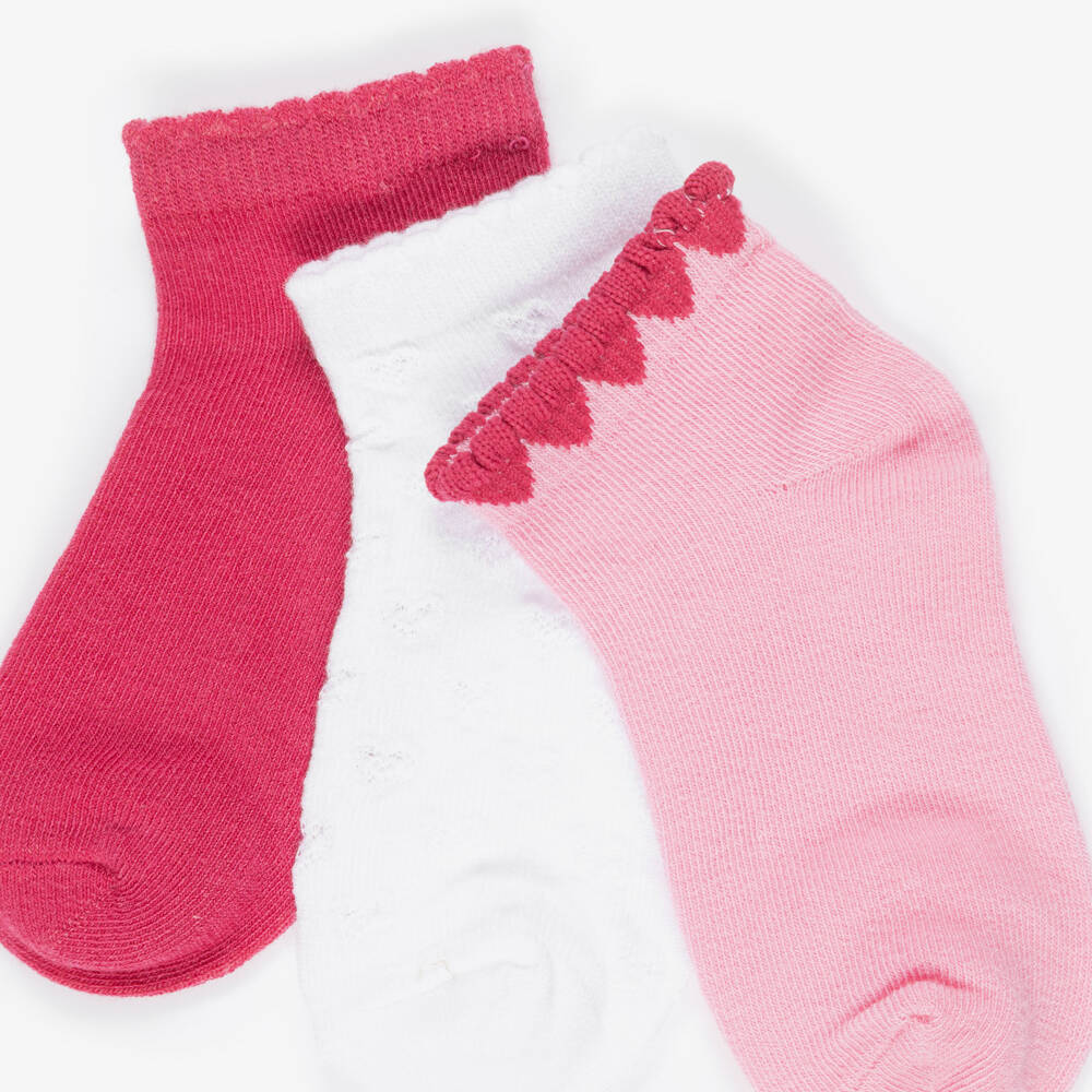 Mayoral-Pink & White 3 Pack Socks | Childrensalon Outlet