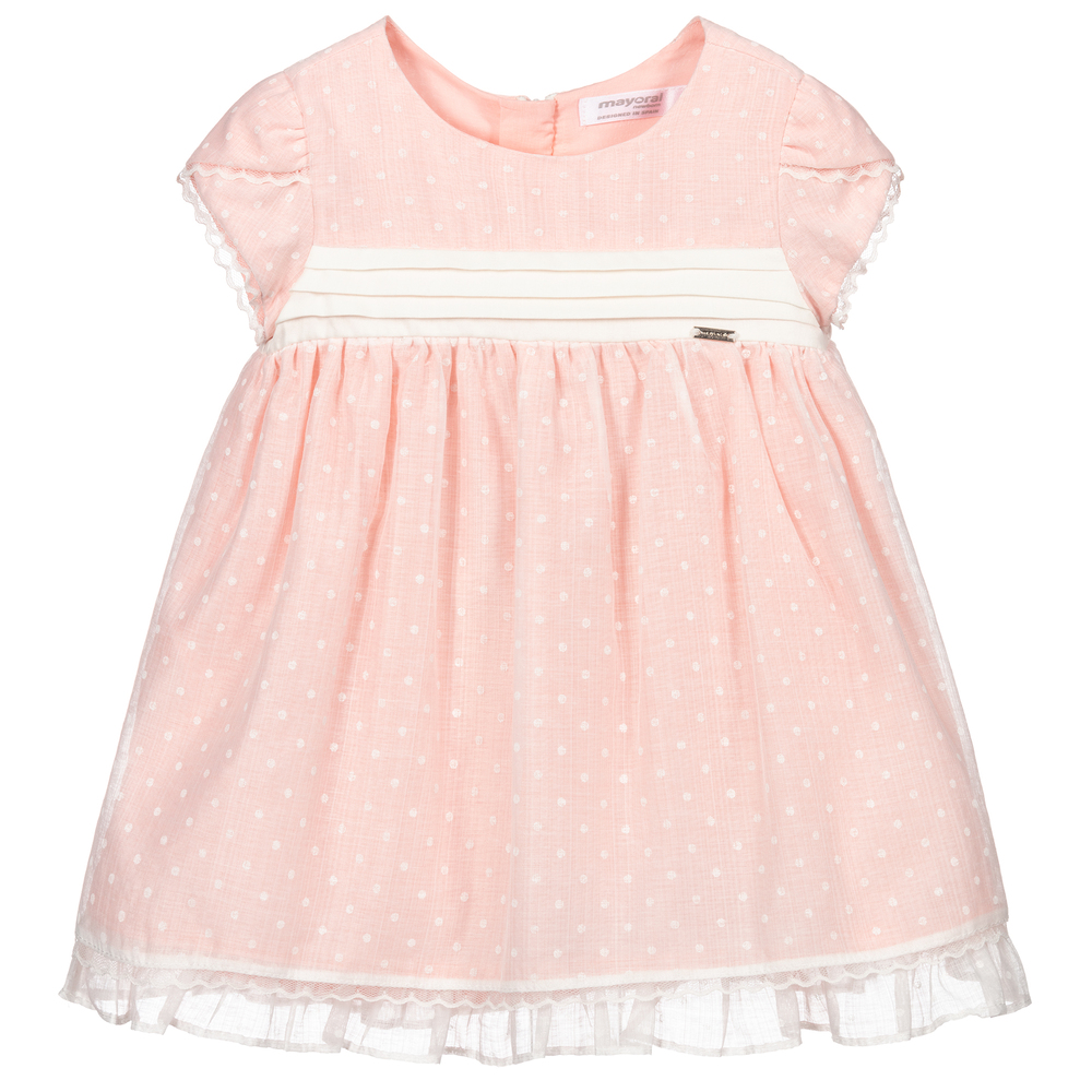 Mayoral Newborn - Платье и трусики бело-розового цвета для малышей  | Childrensalon