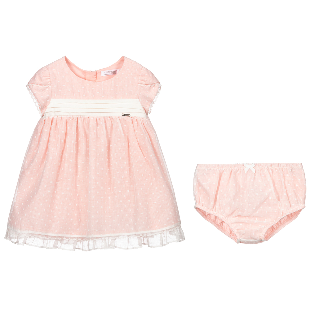 Mayoral Newborn-Pink & White Baby Dress Set | Childrensalon Outlet