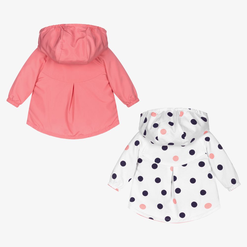 مايورال Newborn-معطف بوجهين أطفال بناتي لون زهري وأبيض | Childrensalon Outlet