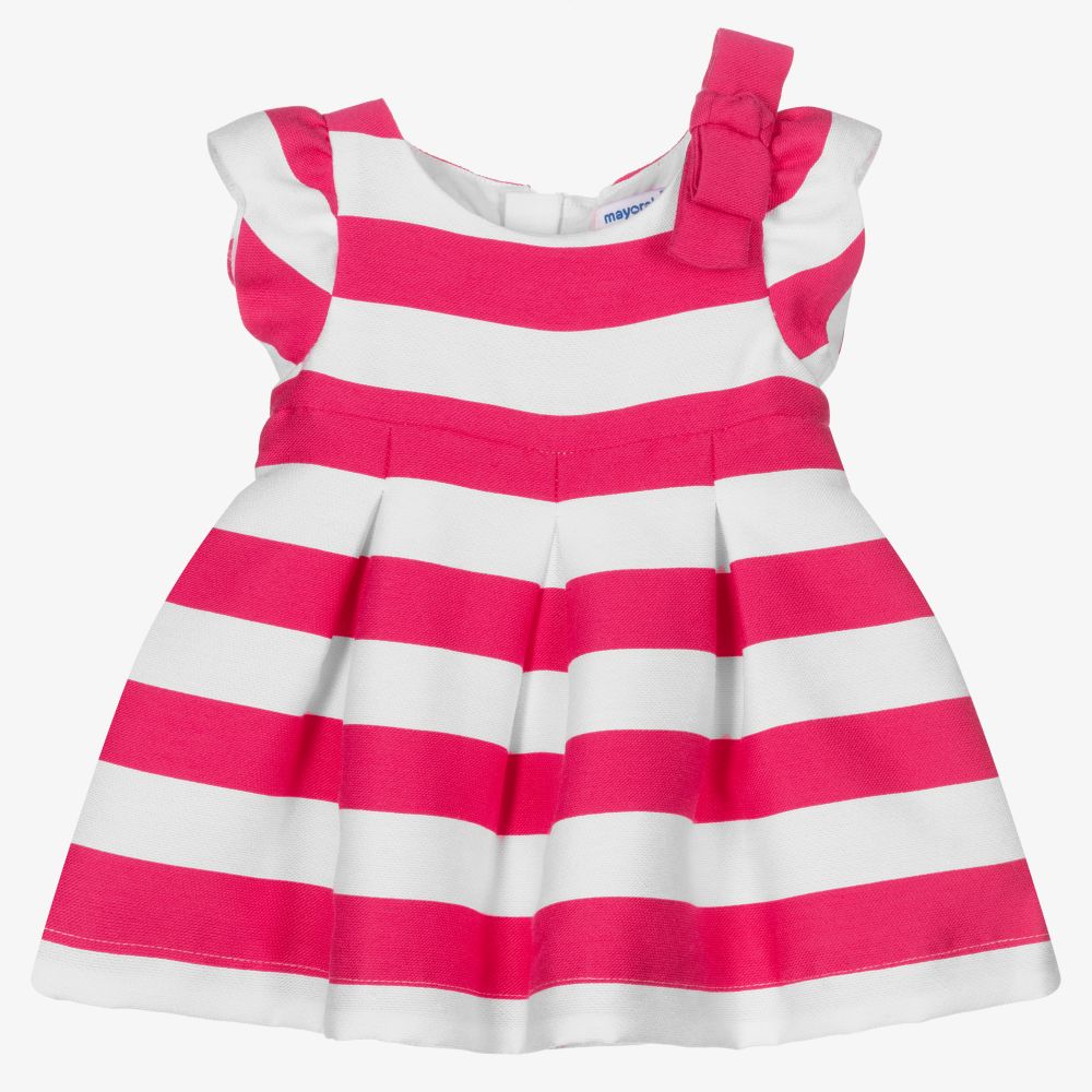 Mayoral - Gestreiftes Kleid in Pink und Weiß | Childrensalon
