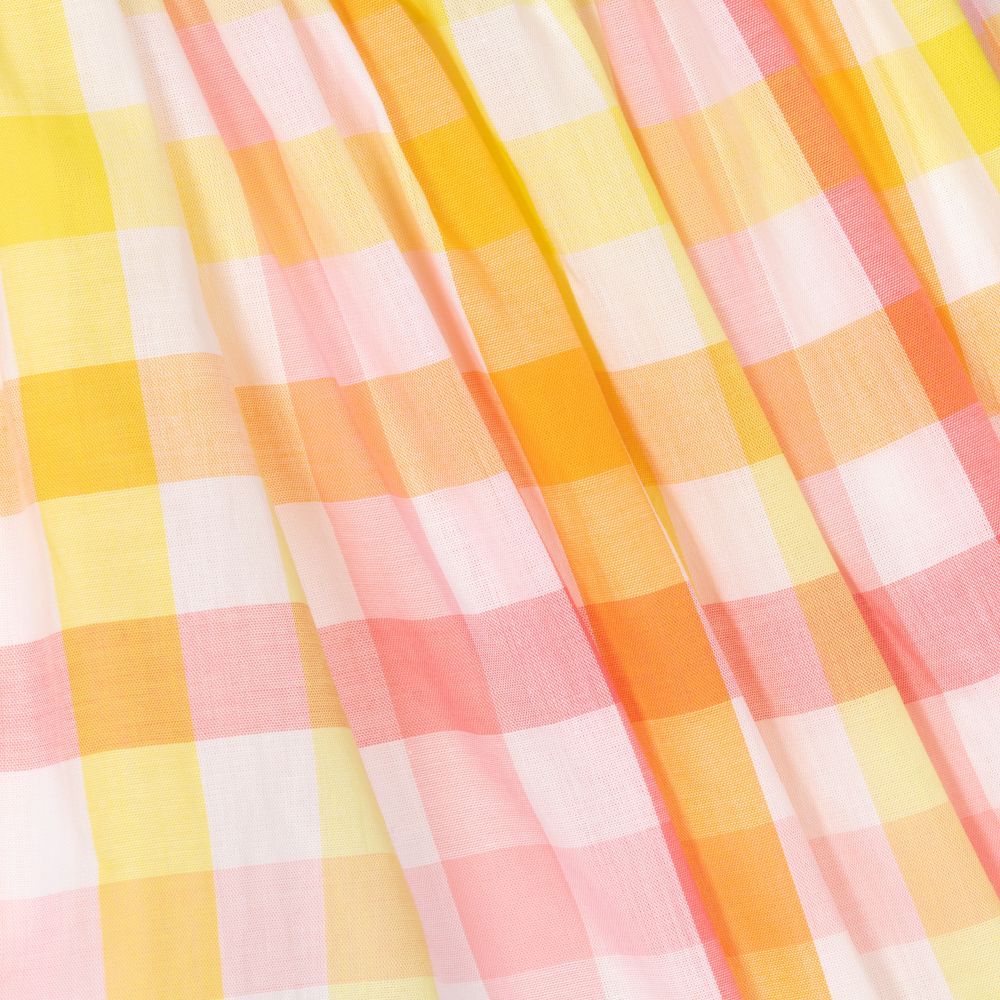 مايورال-فستان قطن كاروهات لون زهري وأصفر | Childrensalon Outlet