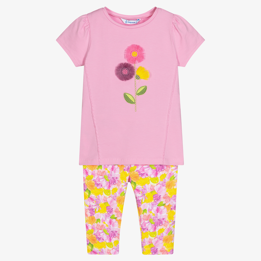 Mayoral-Pink & Yellow Leggings Set | Childrensalon Outlet