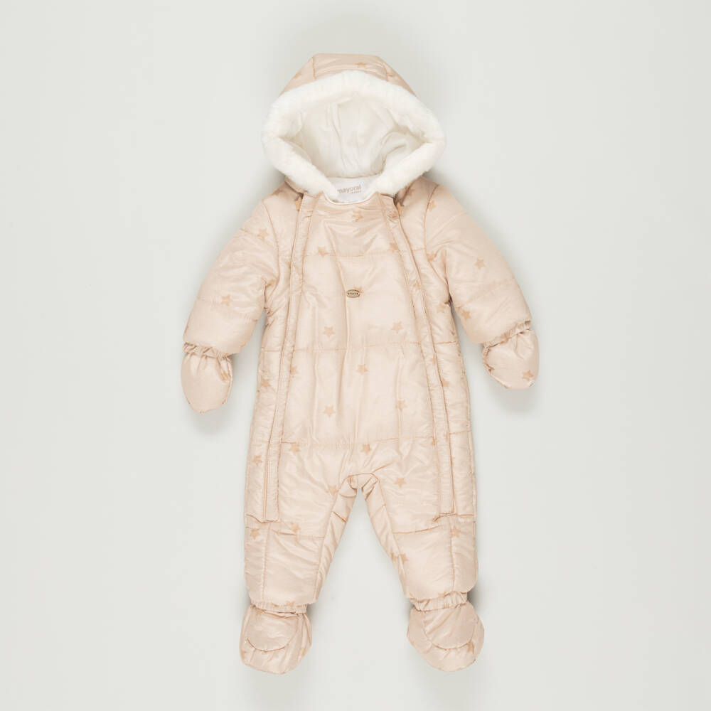 Mayoral-Preloved Beige Stars Baby Snowsuit (2-4 months) | Childrensalon Outlet