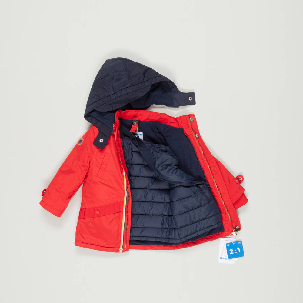 Mayoral-Preloved Boys 2-in-1 Red Coat & Blue Gilet (18 months) | Childrensalon Outlet