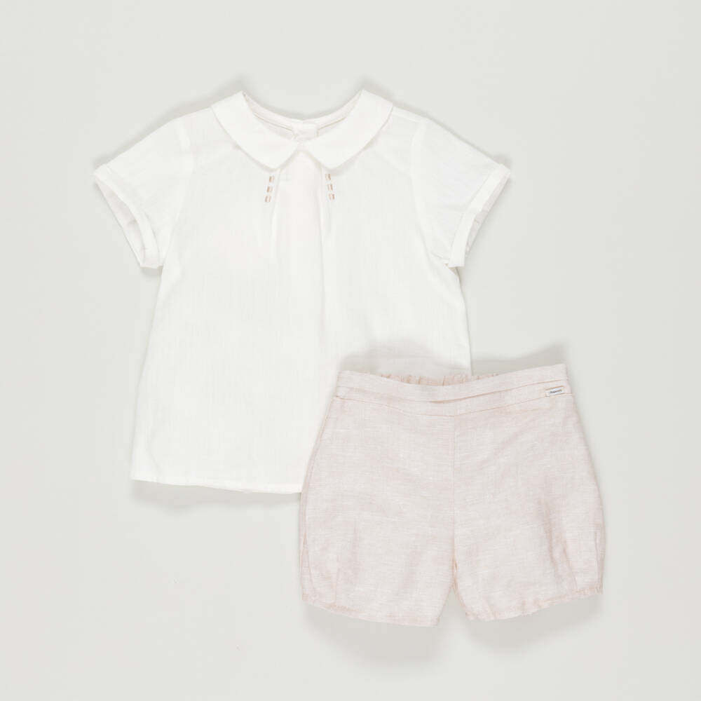 Mayoral-Preloved Boys Beige Cotton & Linen Shorts Set (6-9 months) | Childrensalon Outlet