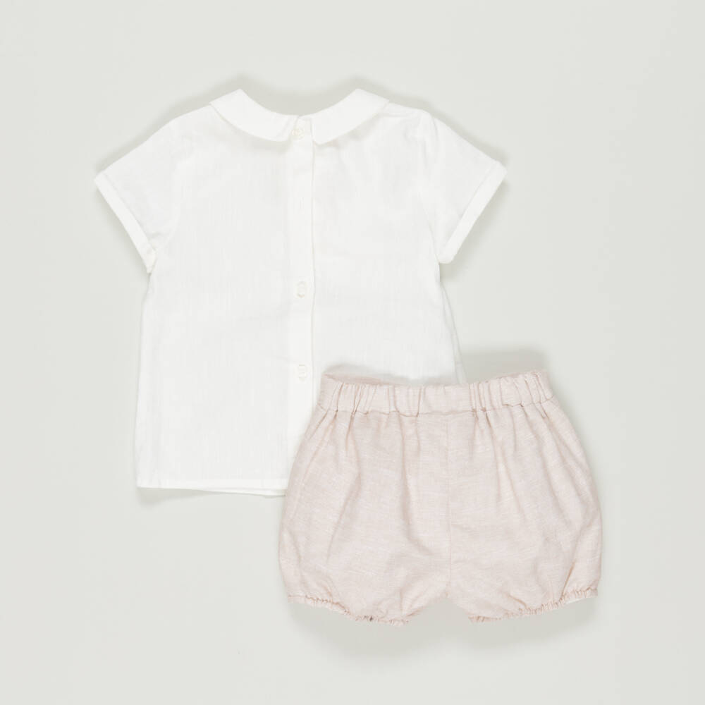 Mayoral-Preloved Boys Beige Cotton & Linen Shorts Set (6-9 months) | Childrensalon Outlet